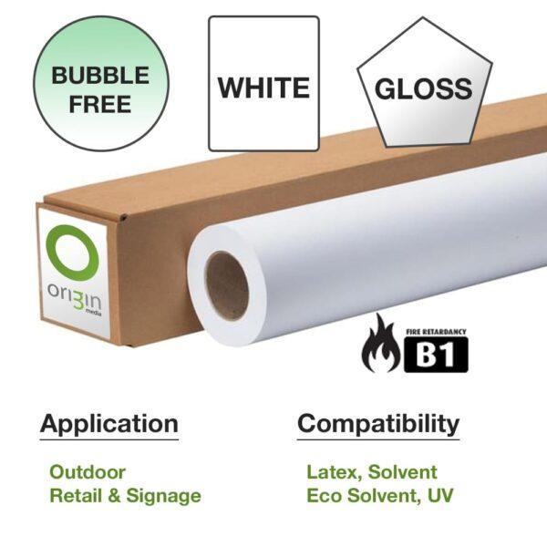 Origin 54" Bubble Free Removable White Gloss Vinyl 1372mm x 50m