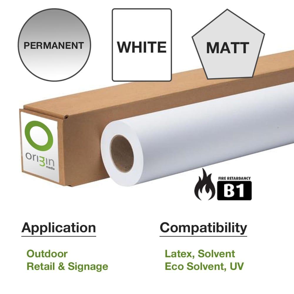 Origin 54" Permanent Self Adhesive White Matt Vinyl 1372mm x 50m