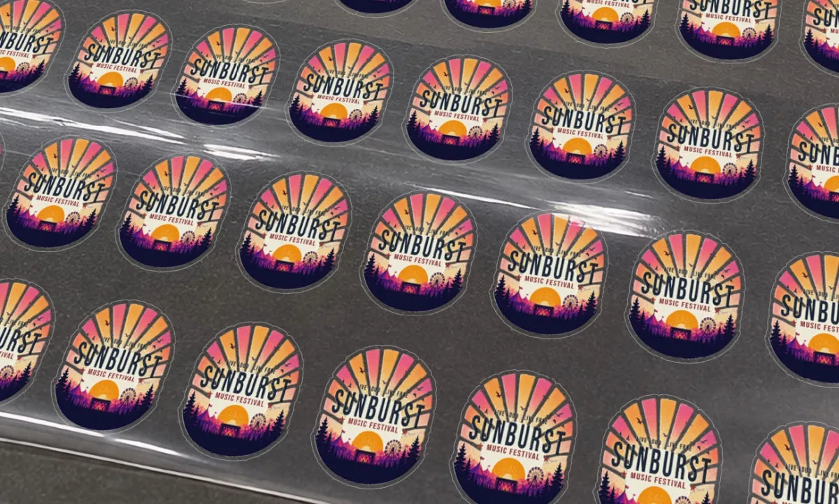Colourful stickers produced on a Roland printer